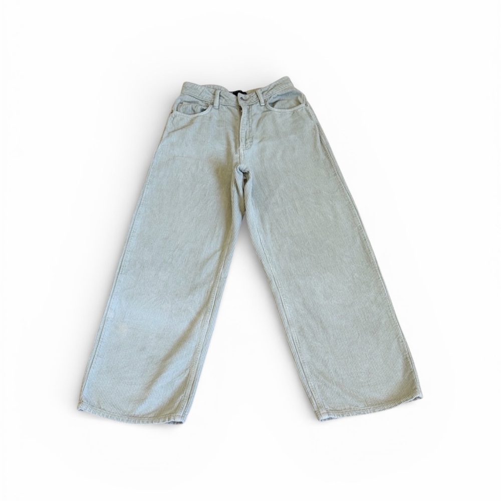 ASOS Design Corduroy Lagenlook Light Green Wide-Leg Jeans Size petite 26/28